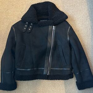 French Connection Black Shearling Jacket